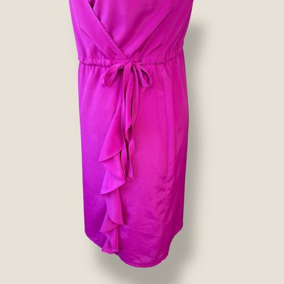 Banana Republic Sleeveless Cross Wrap Tie Waist Ruffles Sheath Dress Size 0 Pink - Picture 7 of 12